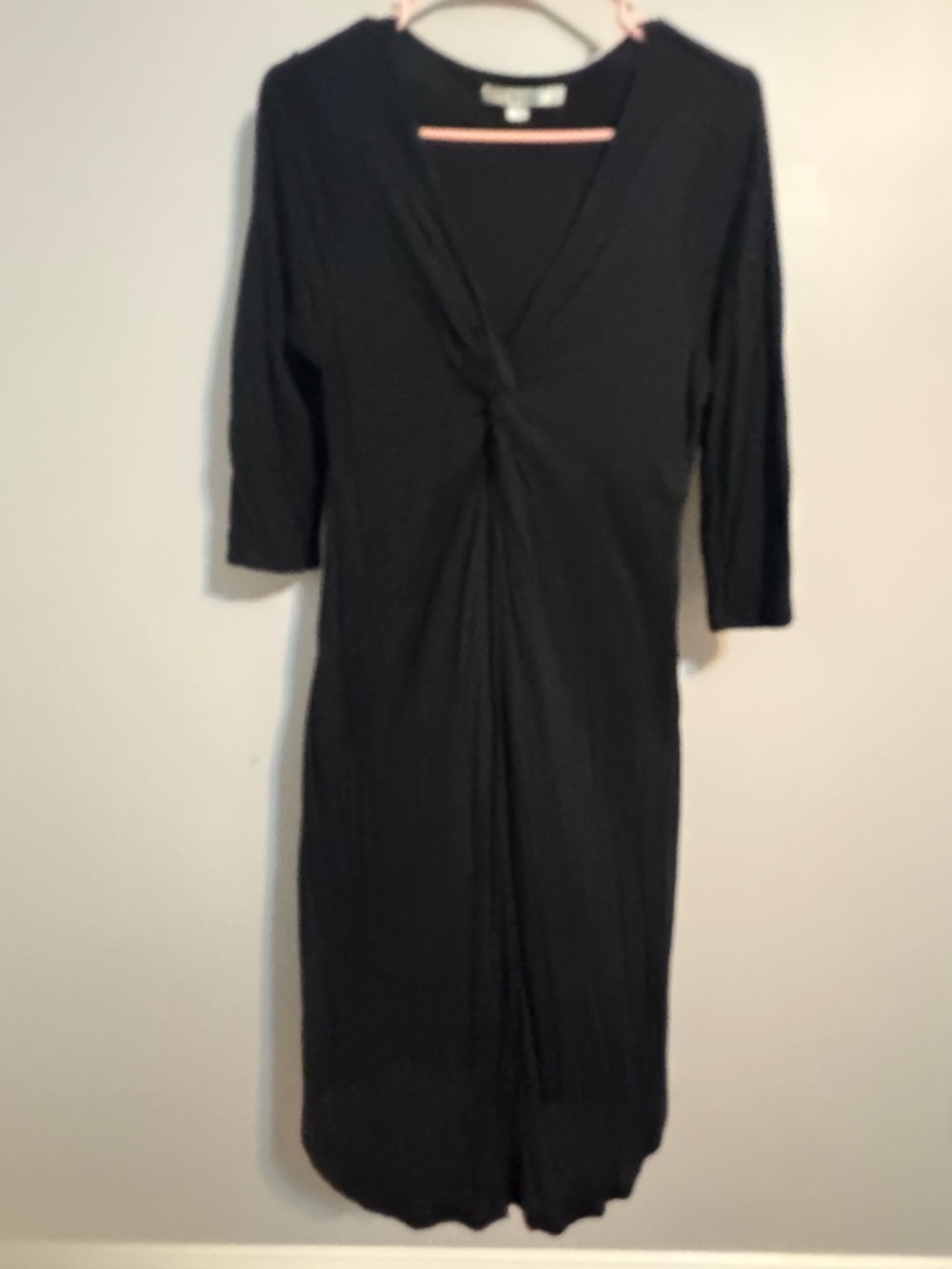 Boden Black Twist-Front Midi Dress Women's 10L 3/4 sleeve‎